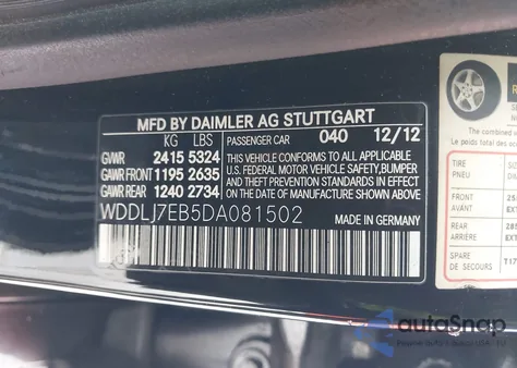 2013 Mercedes-Benz Cls 63 Amg из США, поврежденный, VIN WDDLJ7EB5DA081502